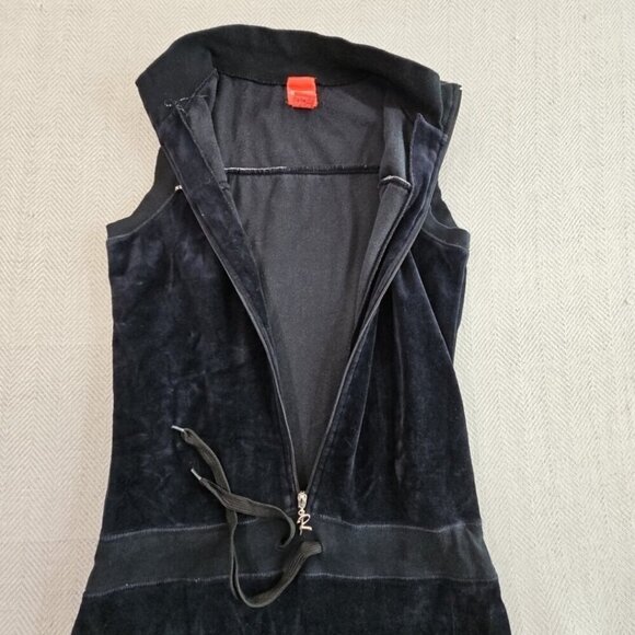 Red Zone Sleeveless Jumpsuit Women's Size M Black Velour Drawstring Wide Leg EUC - Picture 9 of 16